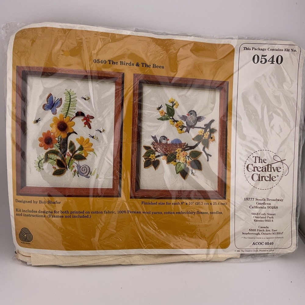 Vintage Creative Circle Birds and The Bees Embroidery Kit 0540 Bob Shafor 1983